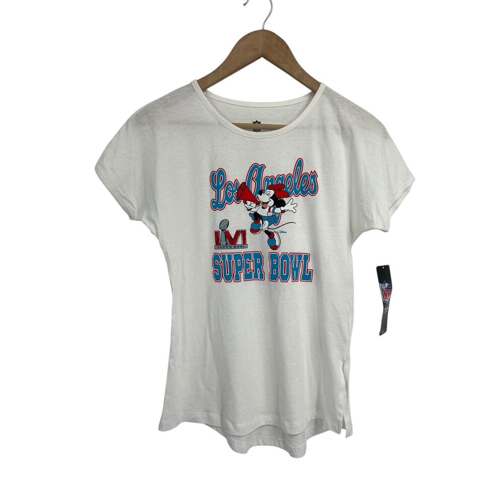 NFL Minnie Mouse Los Angeles Super Bowl White T Shirt Girls Medium 10/12 NWT